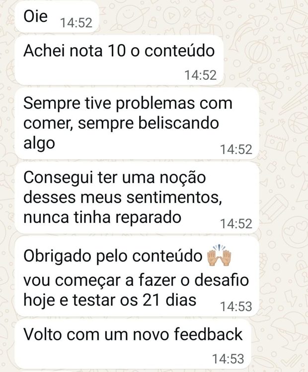 Depoimento real de leitora do Paz com a Comida