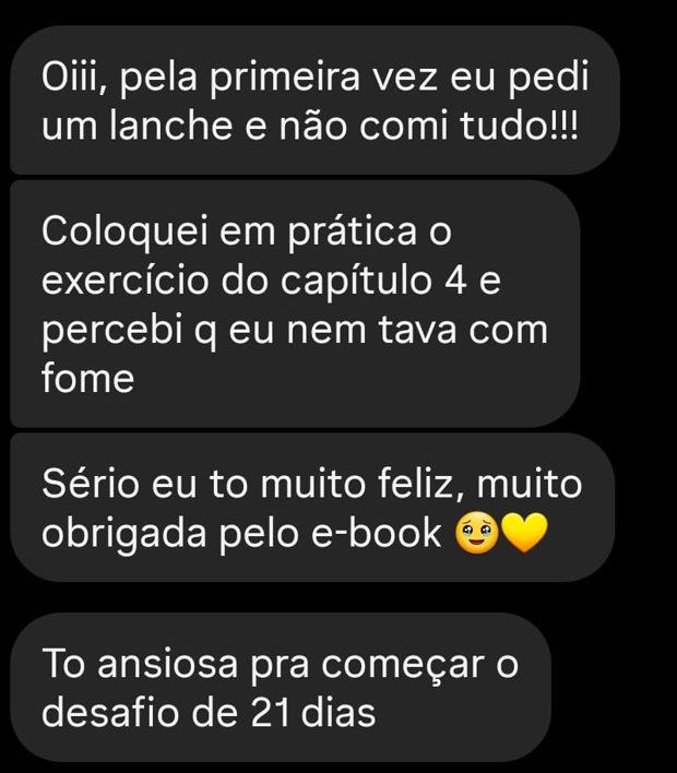 Depoimento real de leitora do Paz com a Comida